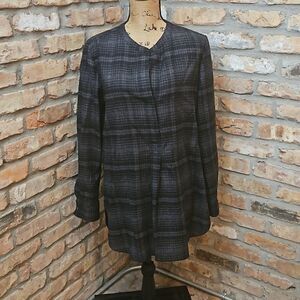 Theory Black & Gray plaid shirt dress size Large